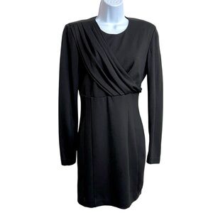 Ronny Kobo Womens Draped Front Sheath Dress S Black Stretch LBD Night Out